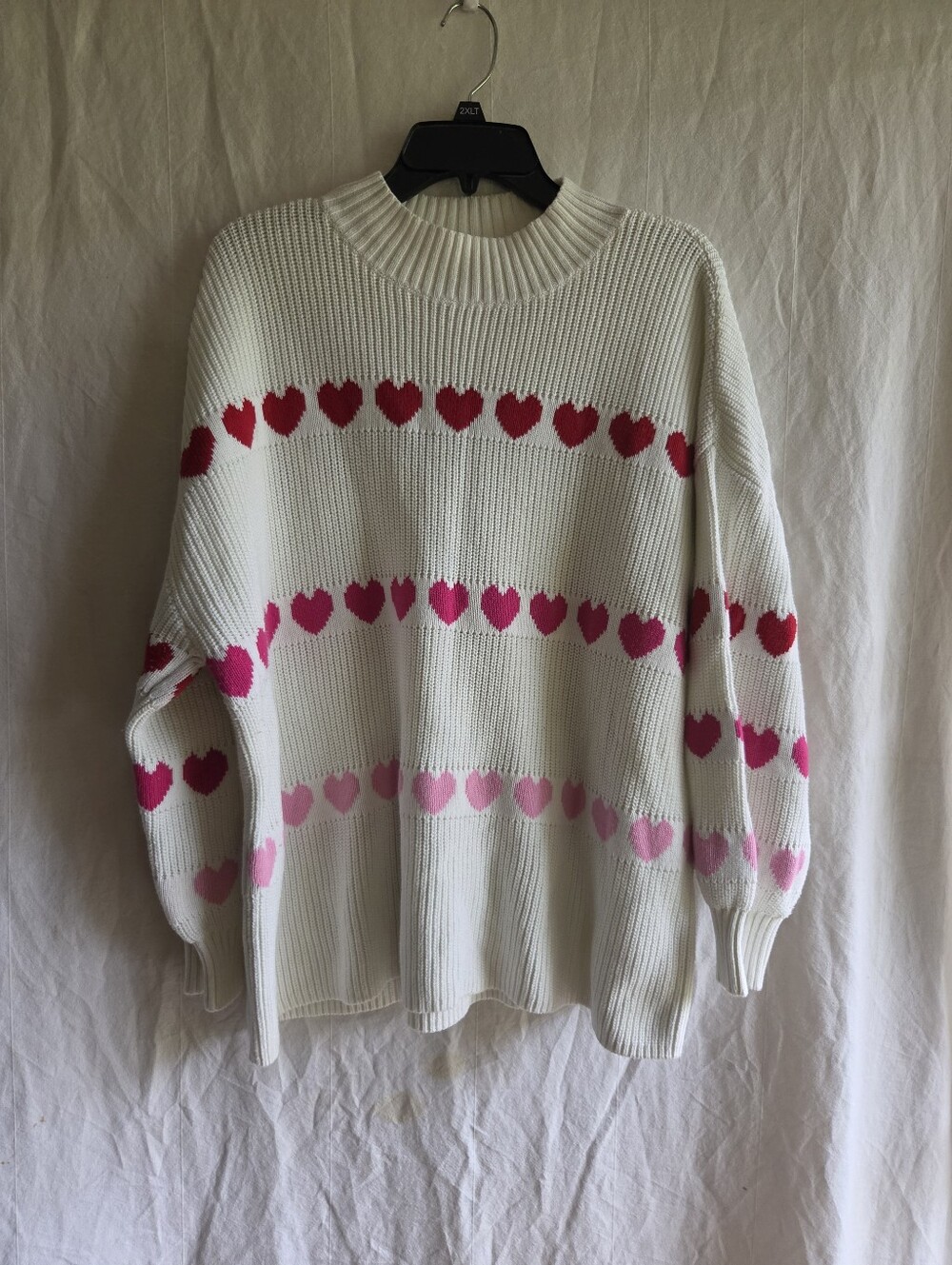 Talbots Mock Neck Cableknit Sweater Women's 3X Hearts Feminine Oversized Cozy